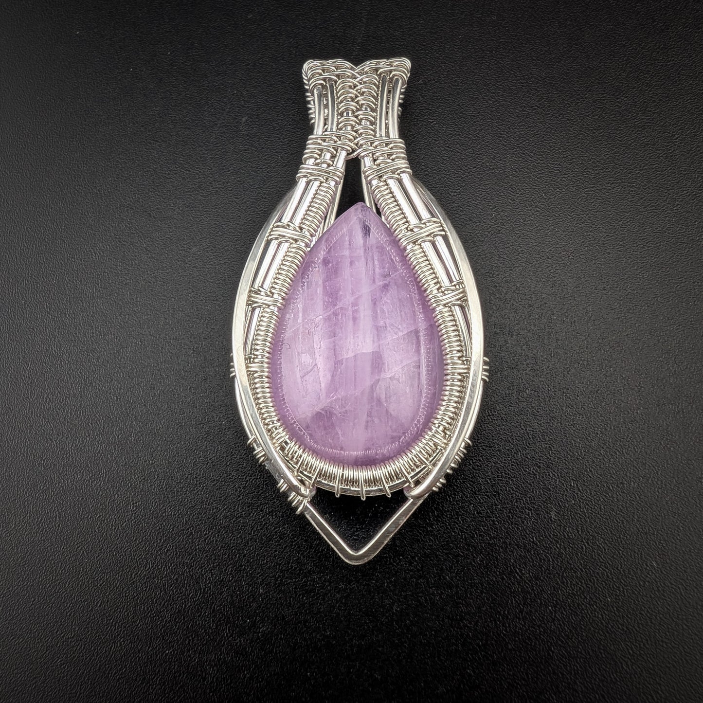 Kunzite Silver Necklace - "Wild Rose"
