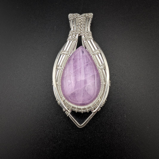 Kunzite Silver Necklace - "Wild Rose"