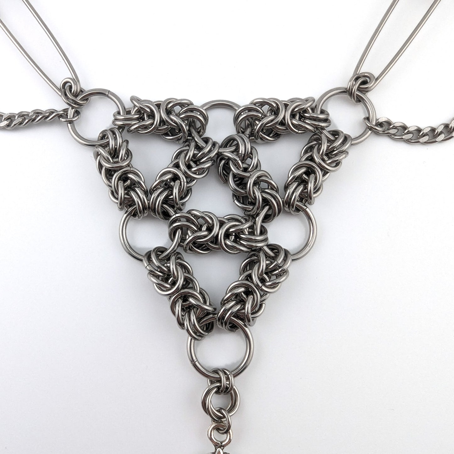 "Unholy Triad" - Stainless Steel Chainmail Gothic Pendant