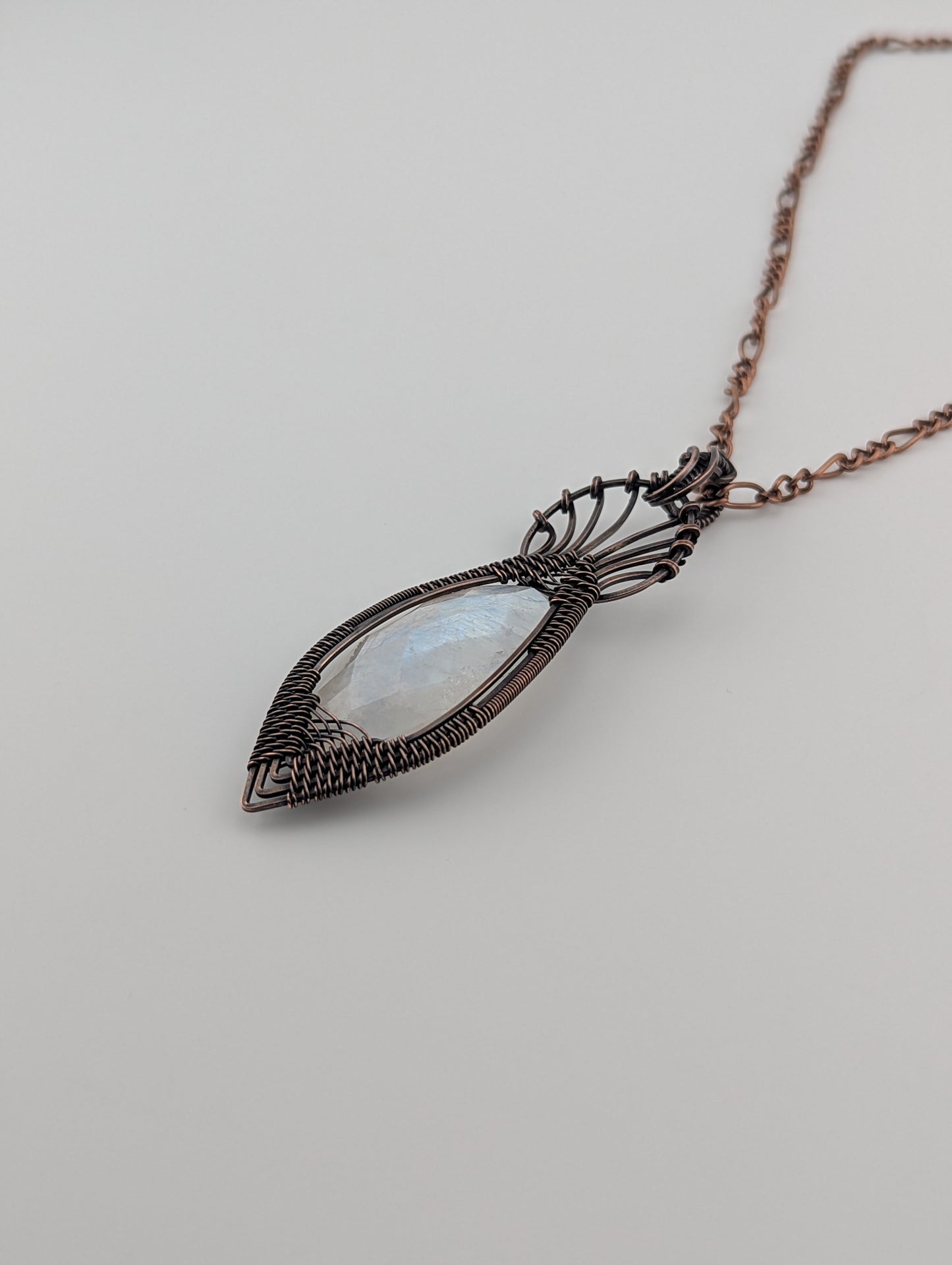 Moonstone Copper Pendant - “Lunar Wings”