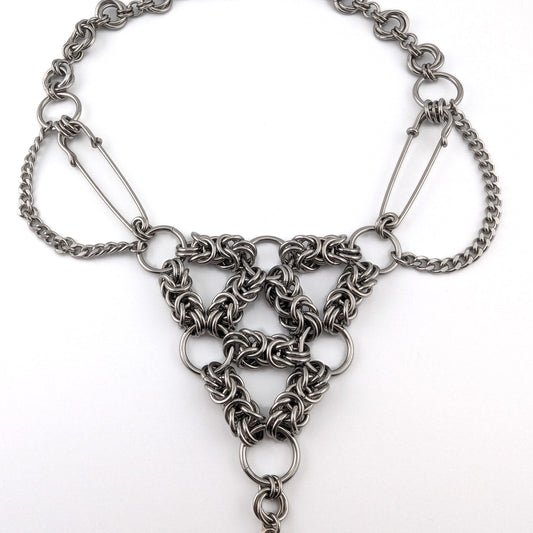 "Unholy Triad" - Stainless Steel Chainmail Gothic Pendant