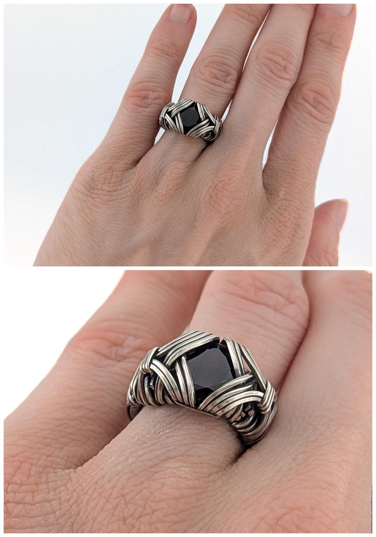 Garnet Sterling Silver - Brilliant Ring - Size 5.5