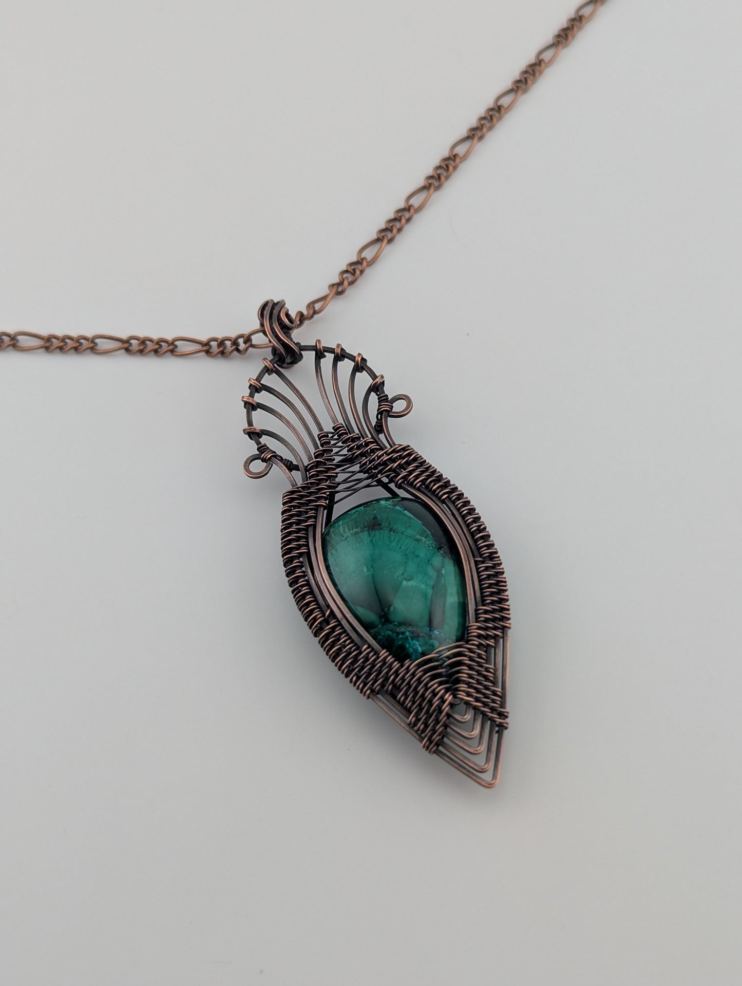 Malachite Copper Pendant - “Emerald Seraphim”