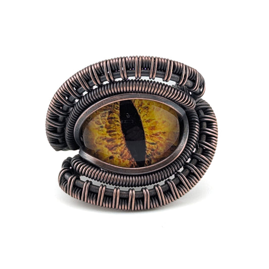 Burnt Yellow Dragon Eye - Magnificent Ring - Size 8.75
