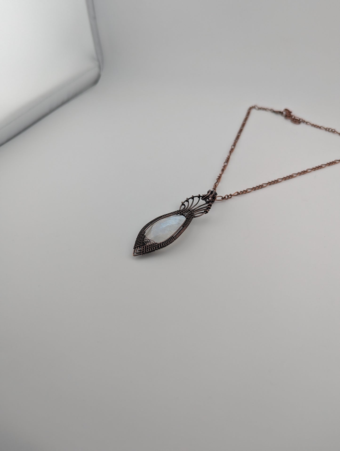 Moonstone Copper Pendant - “Lunar Wings”