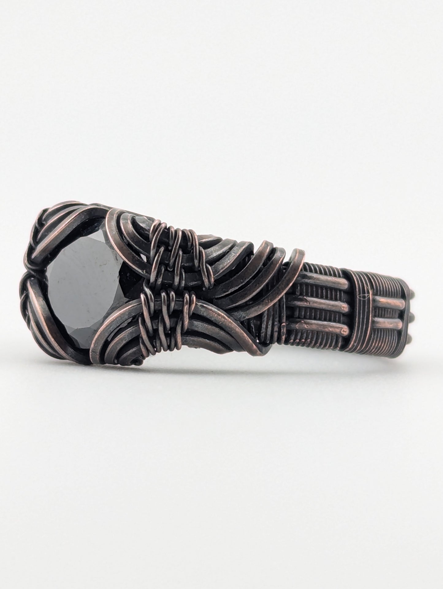 Black CZ - Copper Wire Wrapped Ring