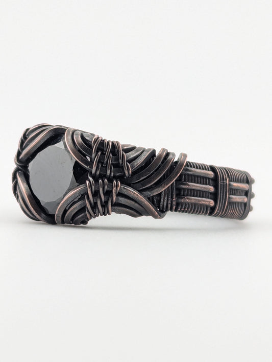 Black CZ - Copper Wire Wrapped Ring