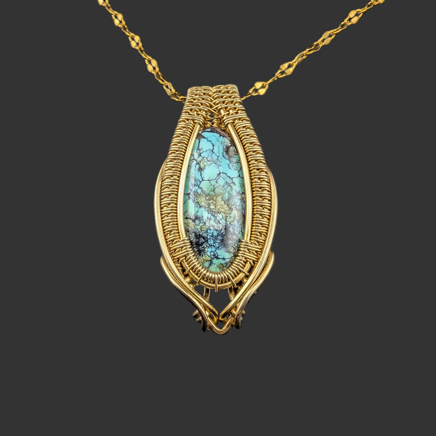 Turquoise Brass Necklace - "Third Eye Open"