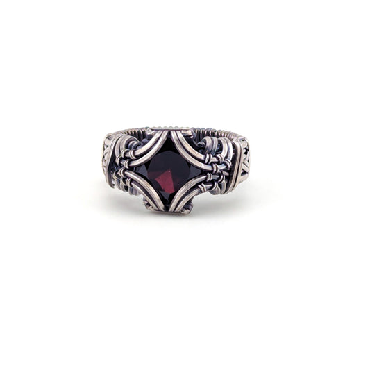 Pyrope Garnet and Sterling Silver - Brilliant Ring