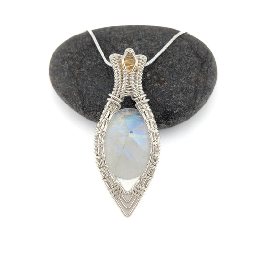 "Inner Peace" - Faceted Rainbow Moonstone and Citrine Pendant