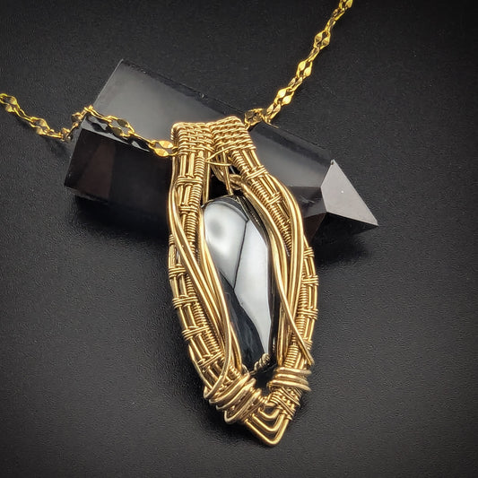 Hematite Brass Necklace - "Oblivion"