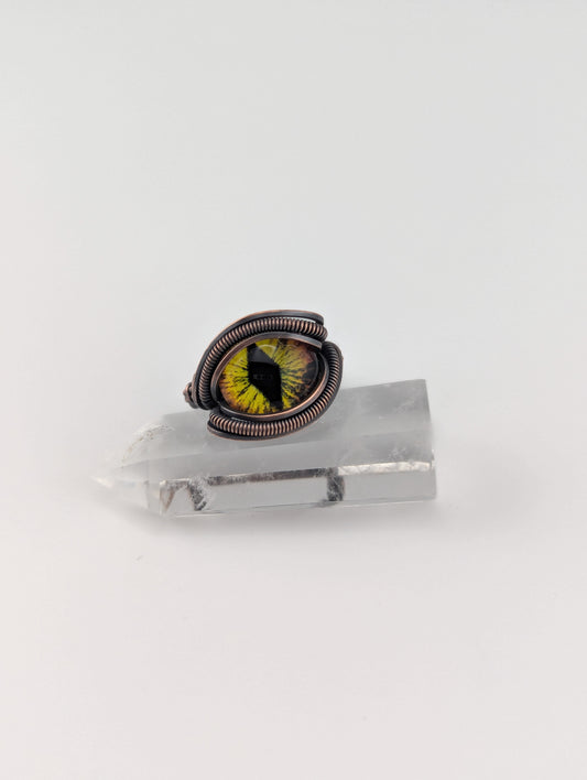 Yellow Dragon Eye- Elegant Ring - Size 6