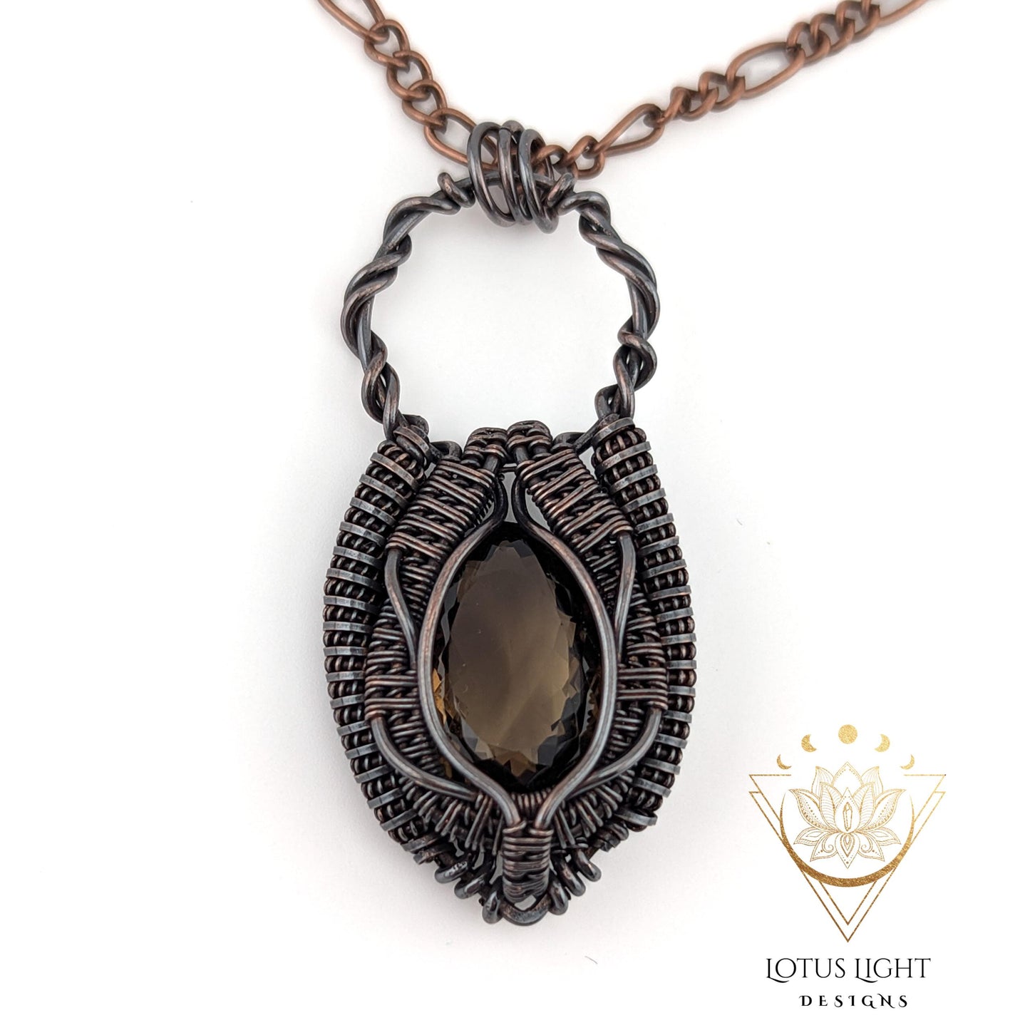 "Smoke Signals" - Faceted Smokey Quartz - Copper Pendant