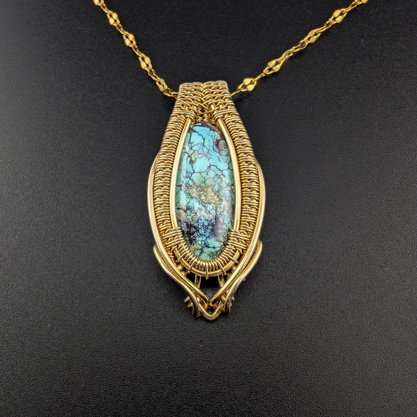 Turquoise Brass Necklace - "Third Eye Open"