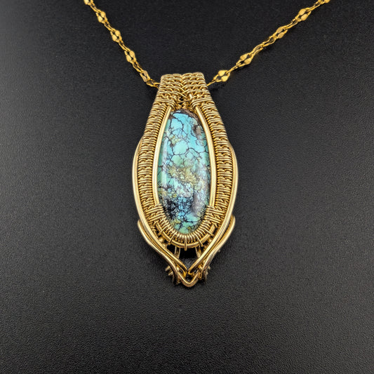 Turquoise Brass Necklace - "Third Eye Open"