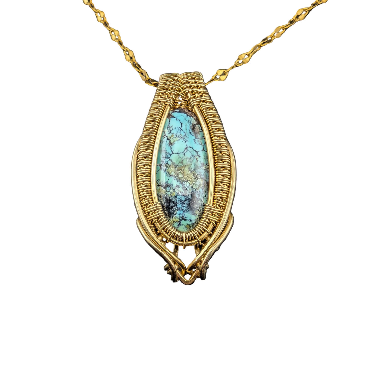 Turquoise Brass Necklace - "Third Eye Open"