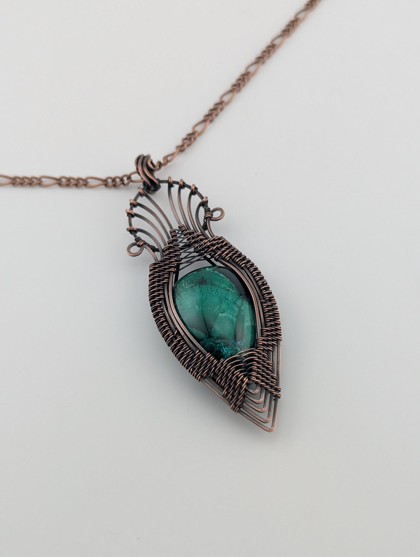 Malachite Copper Pendant - “Emerald Seraphim”