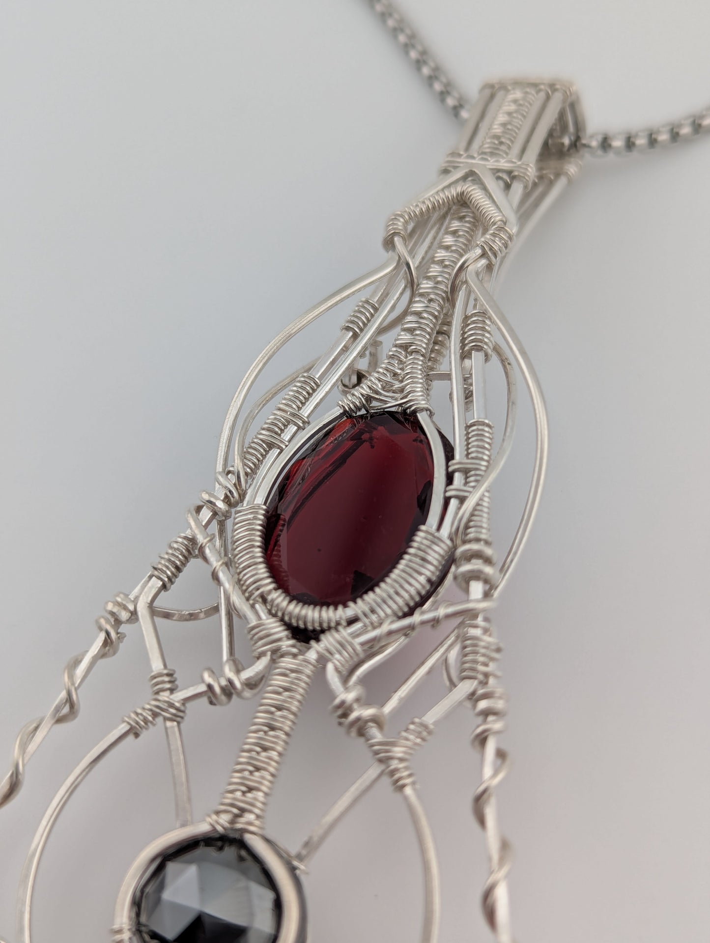 Hydro Garnet &Hematite Sterling Silver Wire Wrap