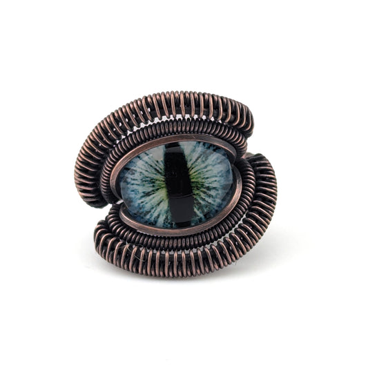 Blue Green Dragon Eye - Magnificent Ring - Size 5.5