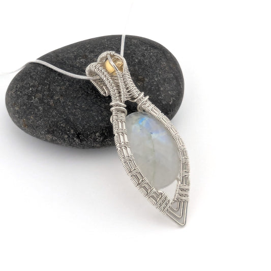 "Inner Peace" - Faceted Rainbow Moonstone and Citrine Pendant