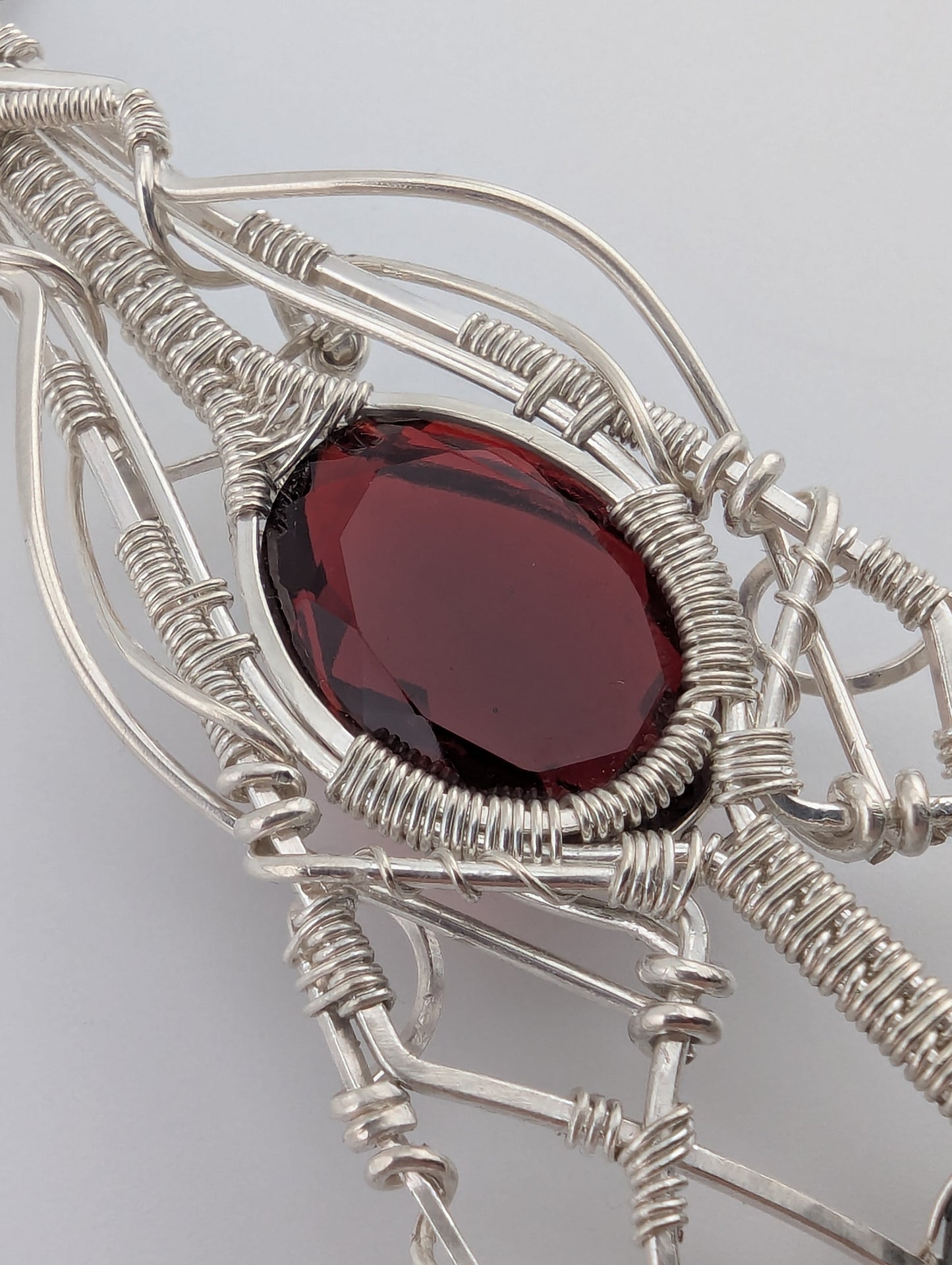 Hydro Garnet &Hematite Sterling Silver Wire Wrap