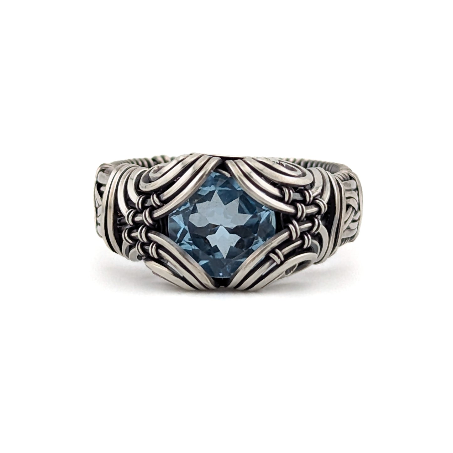 Blue Topaz - Brilliant Sterling Silver Ring - Size 10.5